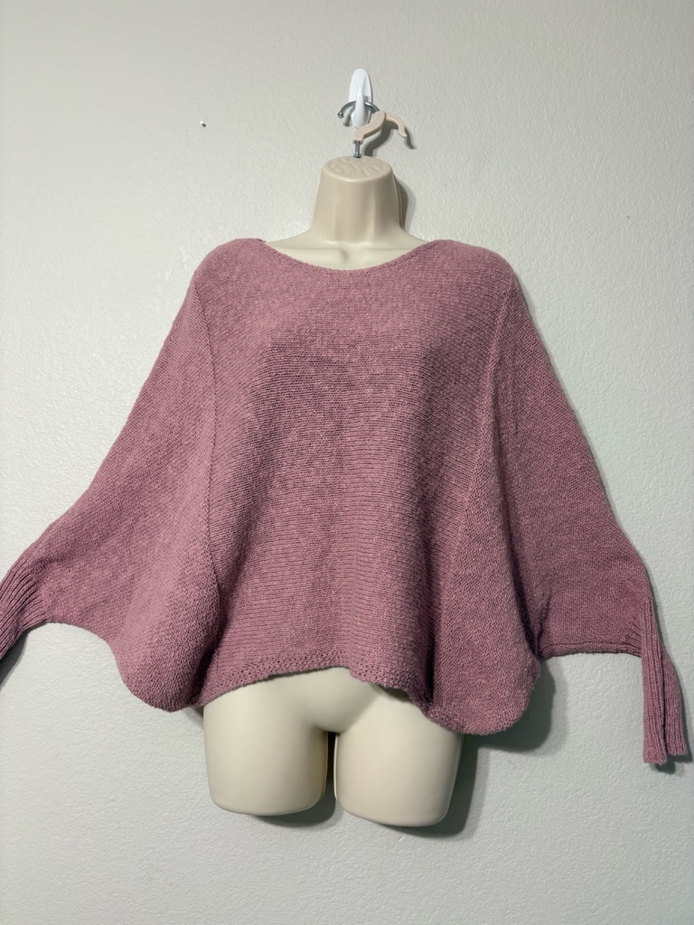 Shrinking Violet Dusty Rose   Boatneck Oversized Batwing Dolman Textured Cotton